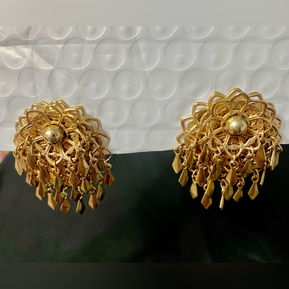 Gold Toned Clip On Earrings